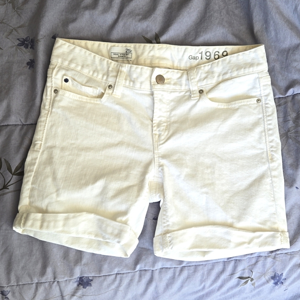 GAP Denim Shorts White Wash Size 25r